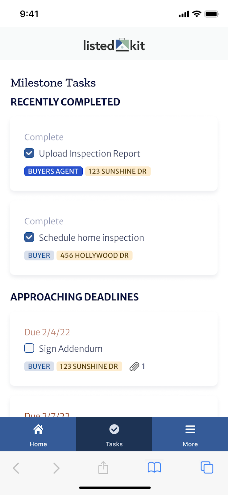 ListedKit Task Timeline