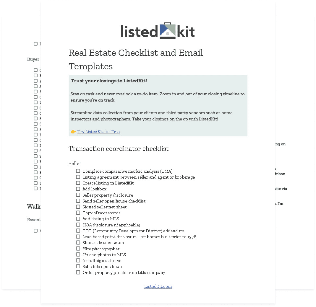 free templates download Download ListedKit's free real estate checklist and email templates