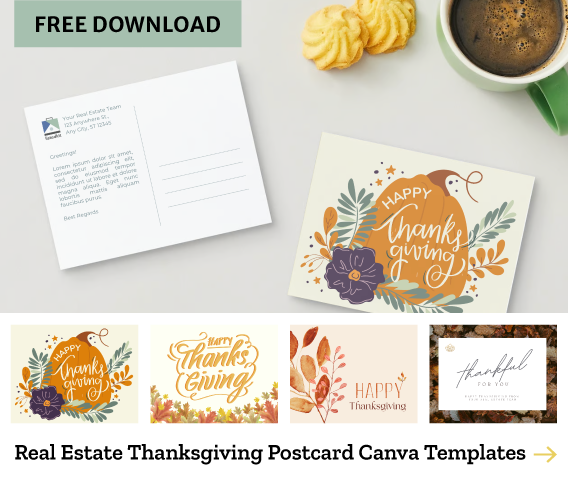 canva template postcards for thanksgiving real estate