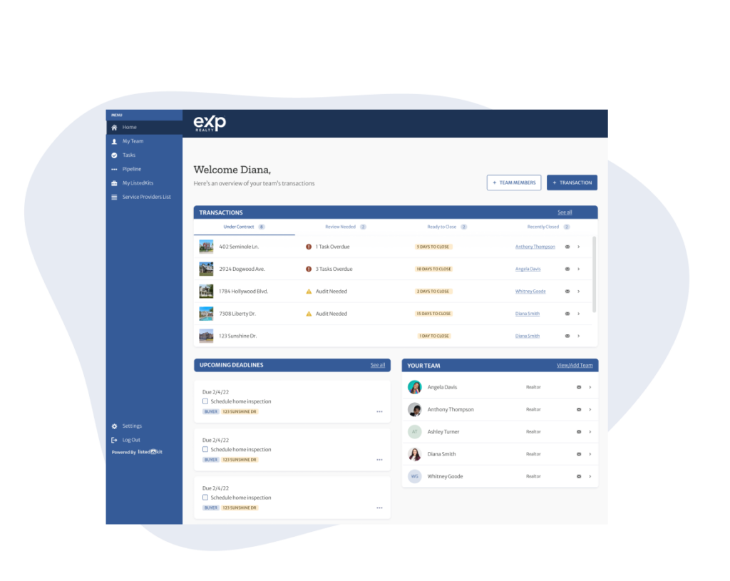 Real Estate Transaction Dashboard for Coordinator